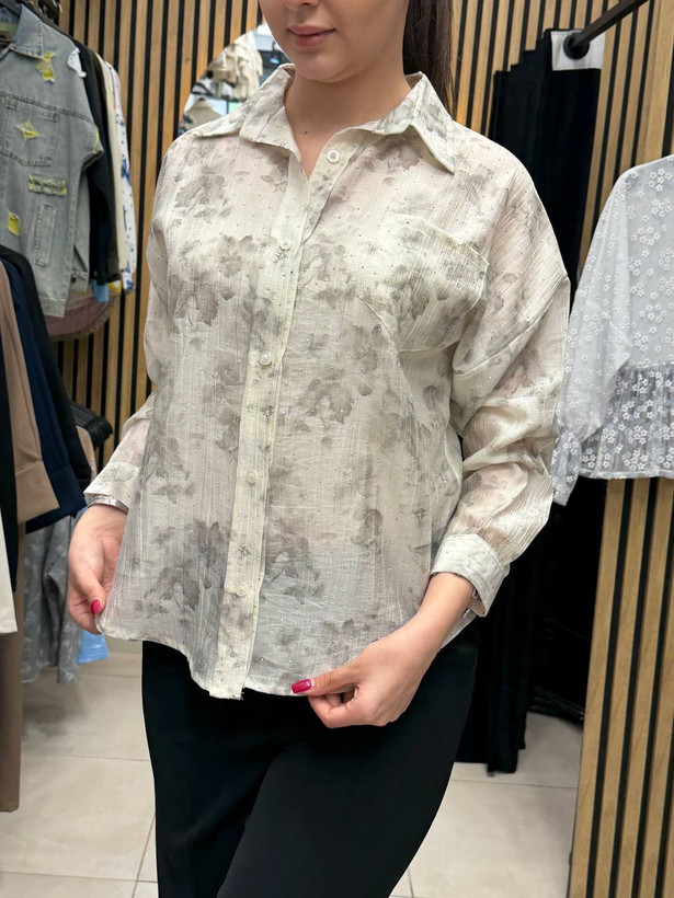 شومیز شیشه ای نگین دار طرح دار